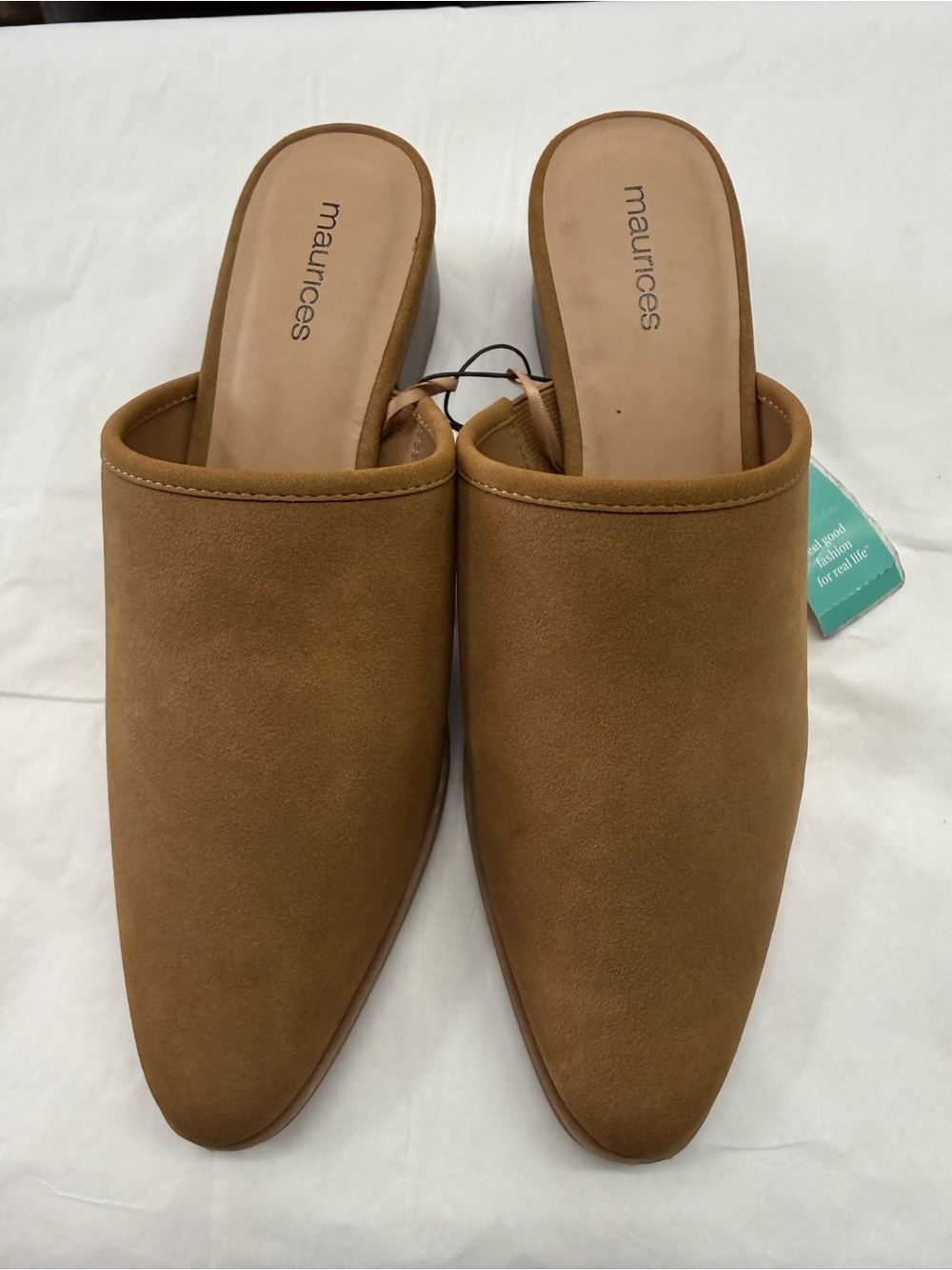 Maurices Bailey Mule Heels 8.5W Tan Brown Slip On Block Heel Shoes NWT